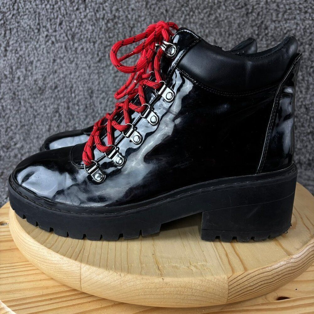 Skechers Teen Spirit Babed Out Combat Boots Womens 10 Black Lace Up Ankle